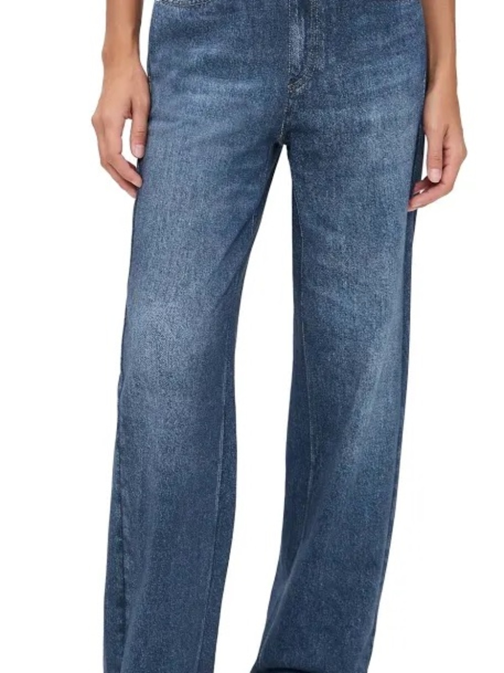rag & bone  Miramar Terry Wide-Leg Jeans in Medium Blue Wash